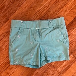 J. Crew Aqua Anchor Embroidered Bermuda Shorts